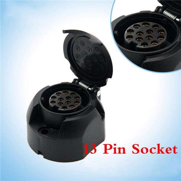 Tirol 13 Pin Trailer Socket Black Plastic 13 Pole 12V Tow Bar Towing Socket Veh