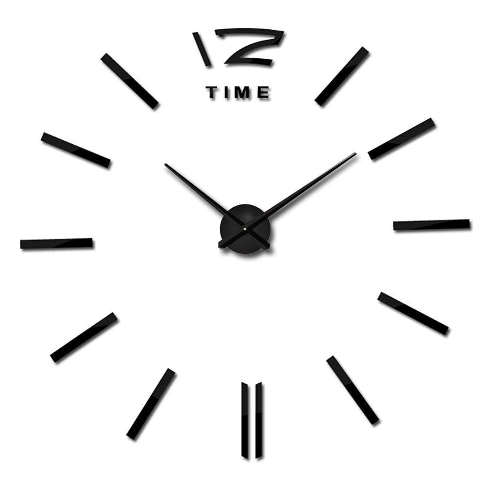 Modern DIY Wall Clock Large Frameless 3D Wall Clock Mirror Stickers Silent Home