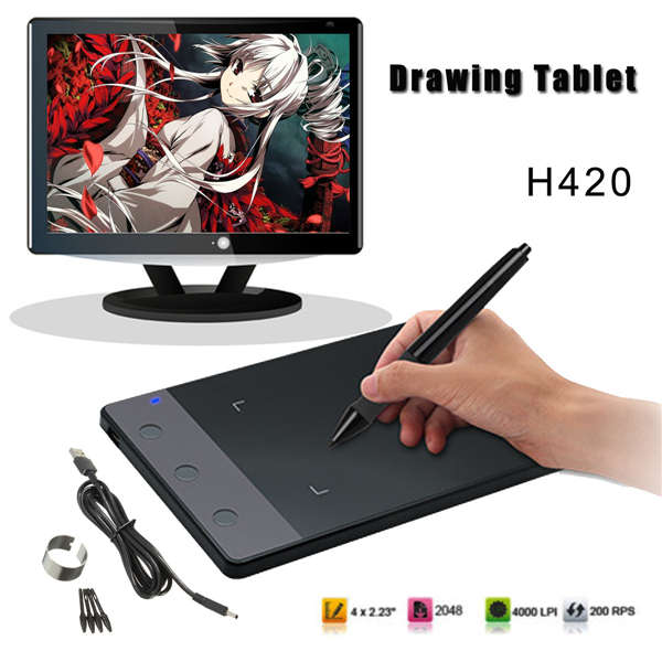 H420 USB Art Design Graphics Drawing Tablet Pad with Digital Pen+USB Cable