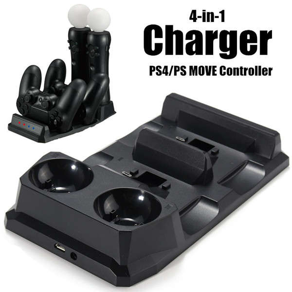 4 In 1 Controller Charger Dock Station Stand For Playstation PS4 PSVR VR Move
