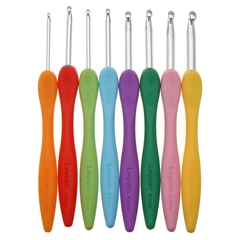 8 Pcs Crochet Hooks Ergonomic Grip Crochet Hooks Set Bright and Fun Colors 8 Si