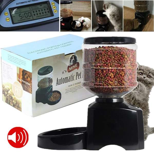 5.5L Automatic Pet Dog Cat Feeder Food Portion Dish Bowl Dispenser LCD Display