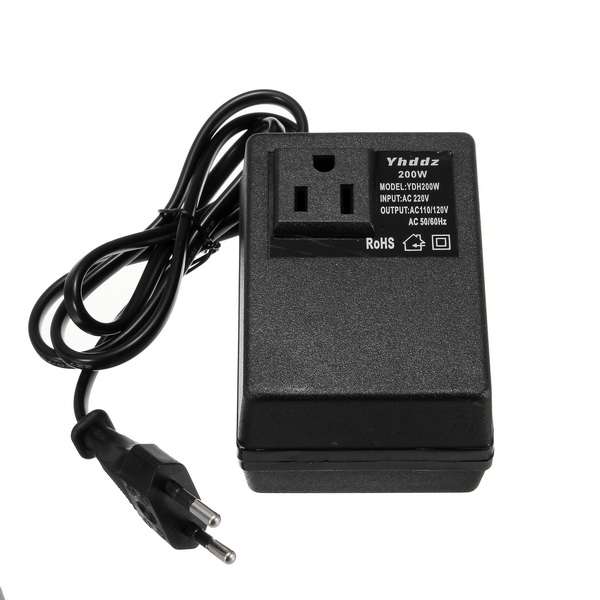 200W AC 220V to 110V Step Down Voltage Transformer Convert Travel Power Adapter