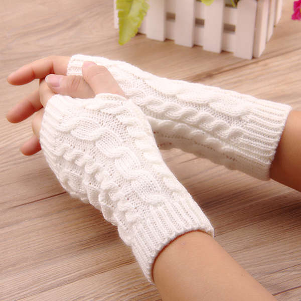 Women Winter Hand Warmer Gloves Thick Arm Crochet Knitting Warm Fingerless Glov