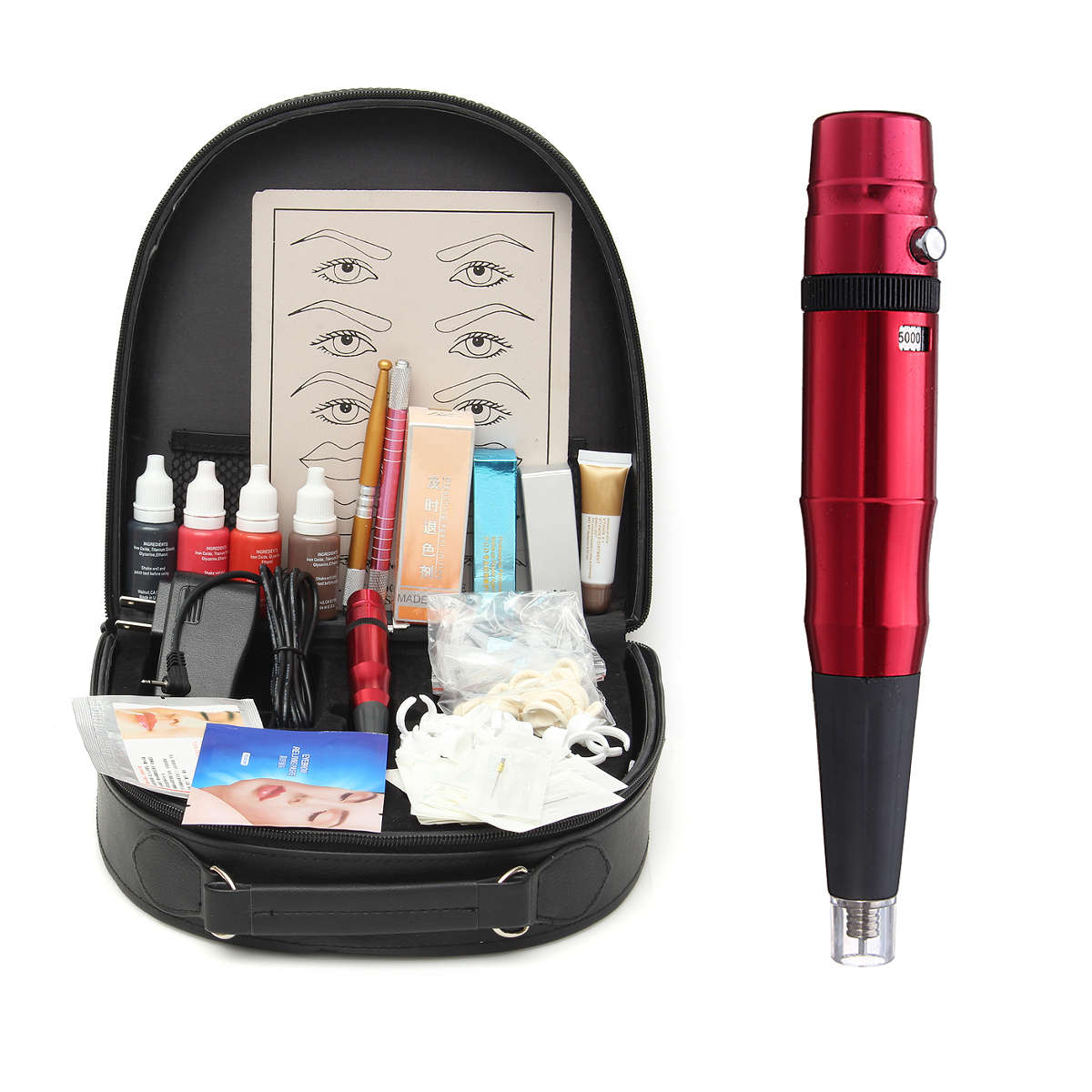 Professional Complete Eyebrow Lips Tattoo Machine Kits Permanent Makeup Set