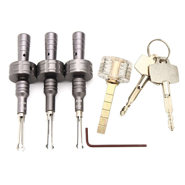3Pcs HUK Stainless Steel Cross Lock Pick Set with CrosS-shaped Practice Padlock