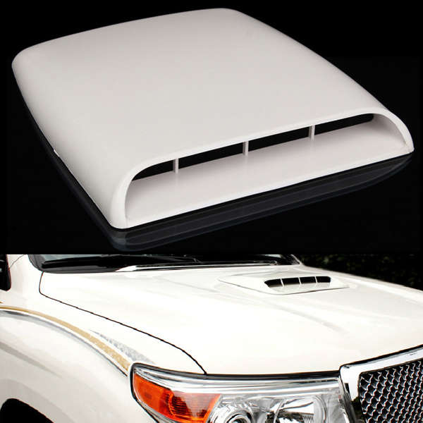 Car Decorative Airflow Intake Hood Scoop Vent Bonnet Cover White Universal