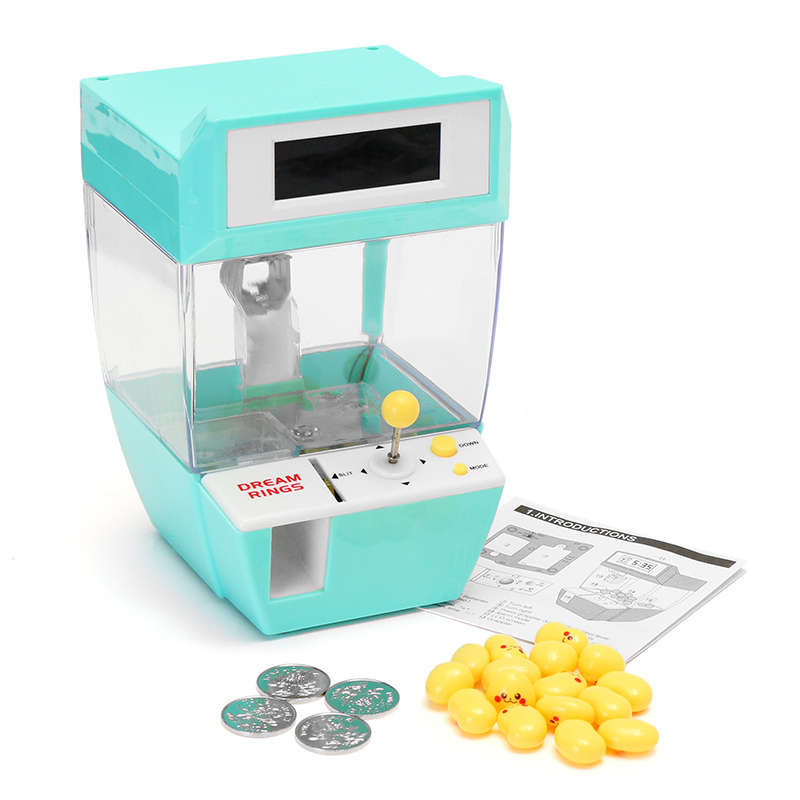 Mini Doll Claw Machine Grab Ball Coin Candy Catcher Alarm Clock For Kids Childr