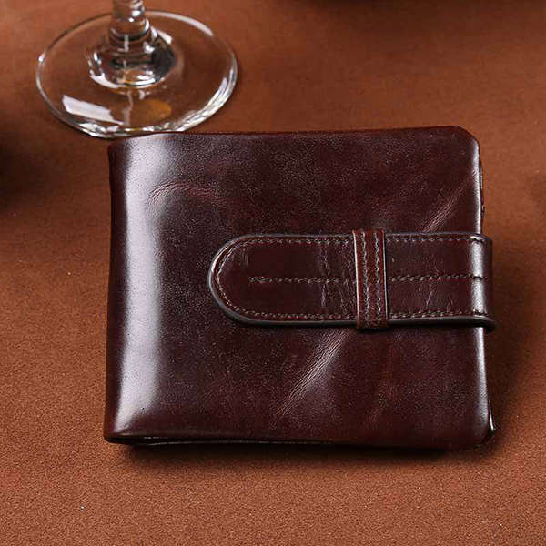 Men Genuine Leather Short Wallet Business Horizontal Wallets