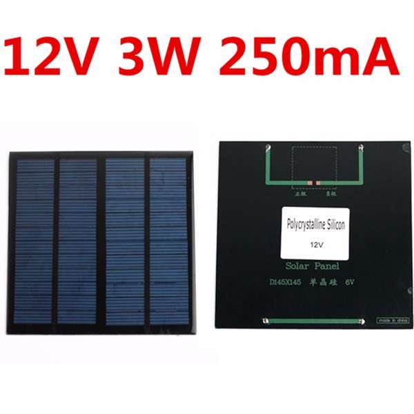 12V 3W Polycrystalline 145mm x 145mm Solar Panel Photovoltaic Panel