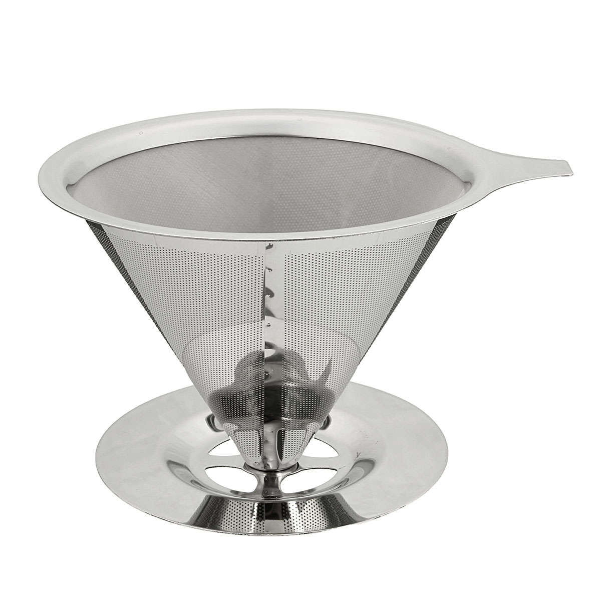 Stainless Steel Pour Over Coffee Dripper Reusable Double Mesh Coffee Maker Cone