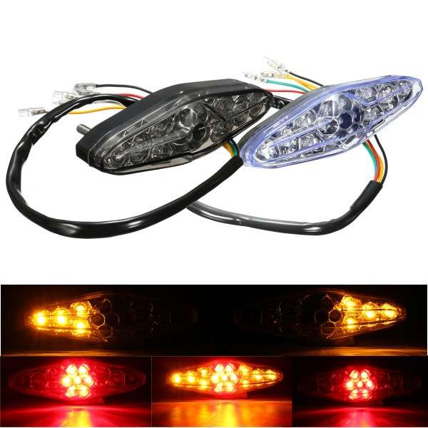 Motorcycle 15 LED Rear Tail Brake Stop Running Turn Signal Light Universal