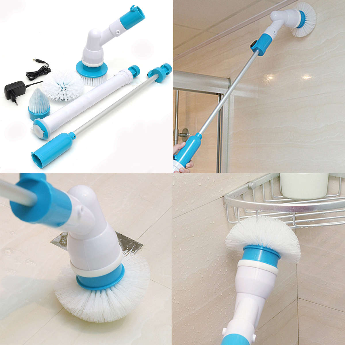Rechargeable Bathtub Tiles Power Floor Cleaner Brush Cordless Handle Telescopic