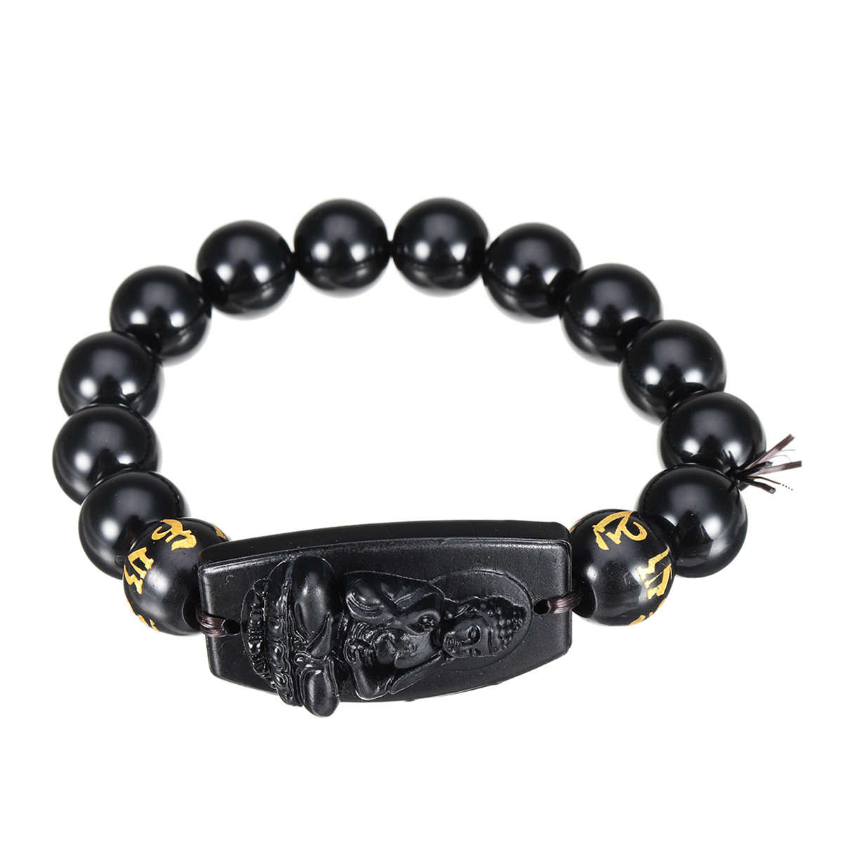Natural Rainbow Black Eye Obsidian Buddha Bead Bracelet Guardian Crystal Bracel