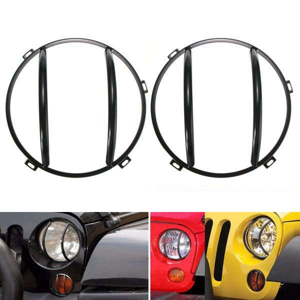 2pcs Headlight Iron Cover Turn Signal Light GrillE-mounted For Jeep Wrangler JK