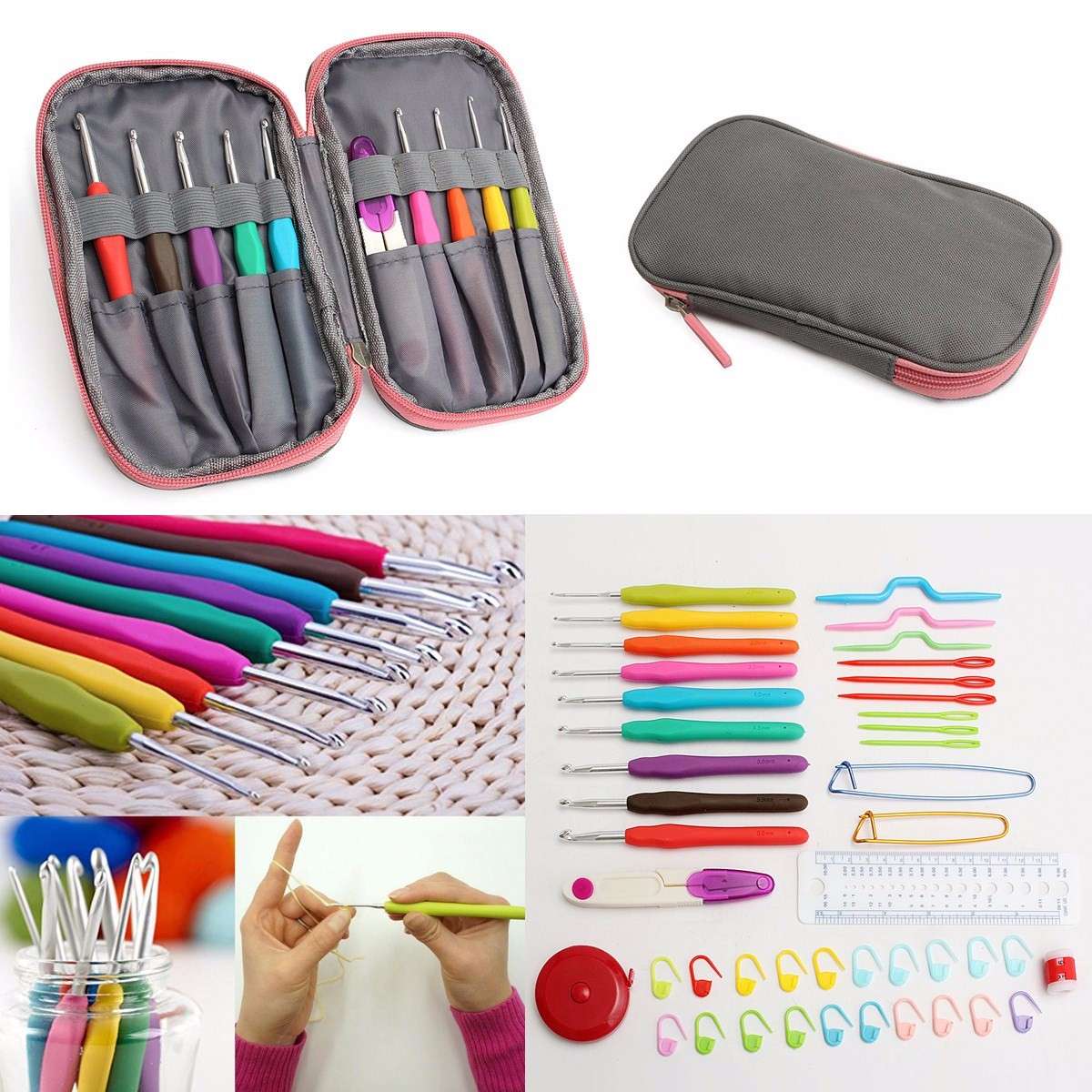 Crochet Needle Hooks Set Organiser Case AccBearded Needle Suit With 45 Piece At