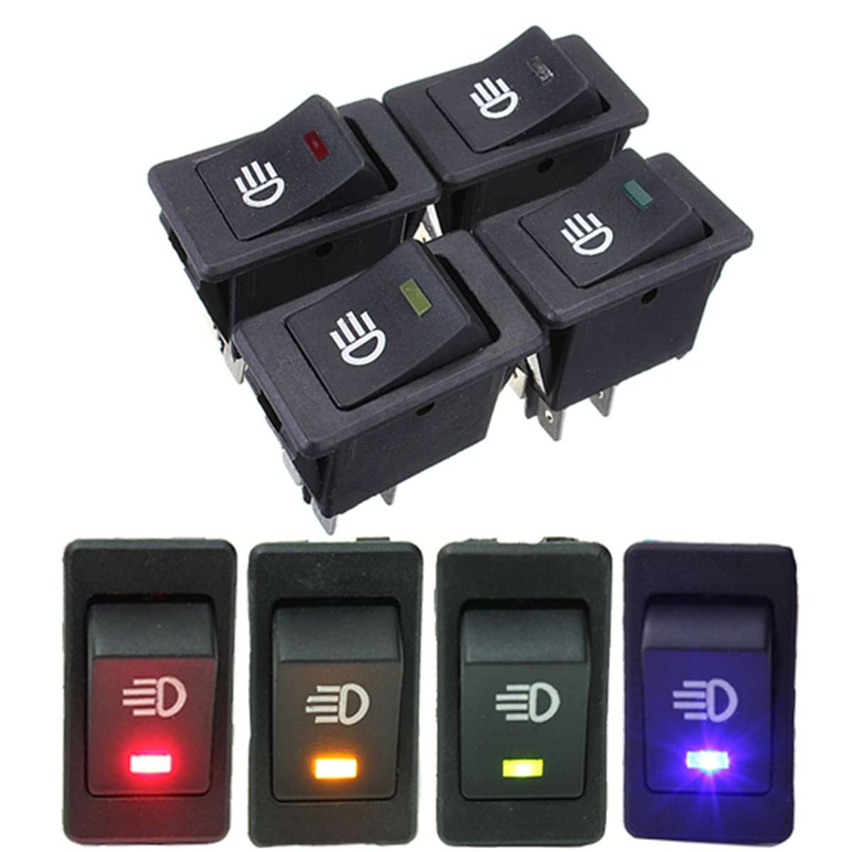 Universal Car Boat Van Fog Light Rocker Switch LED Dash Dashboard 4Pin