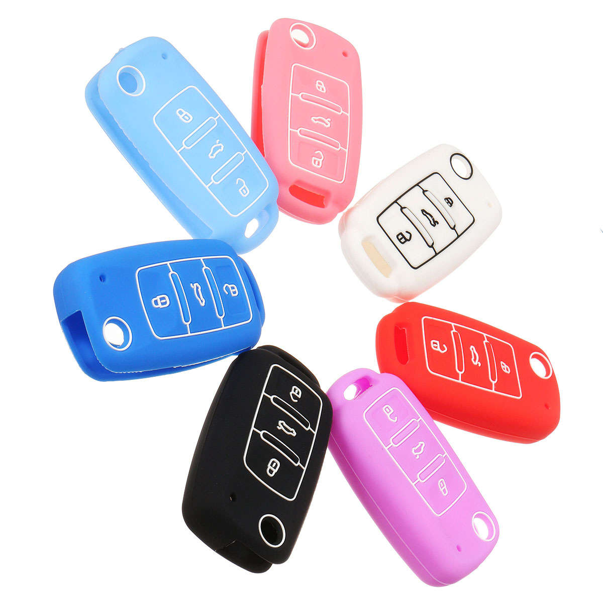 3 Button Silicone Key Cover Keyless Entry Remote Fob Shell For VW Seat For Skoda