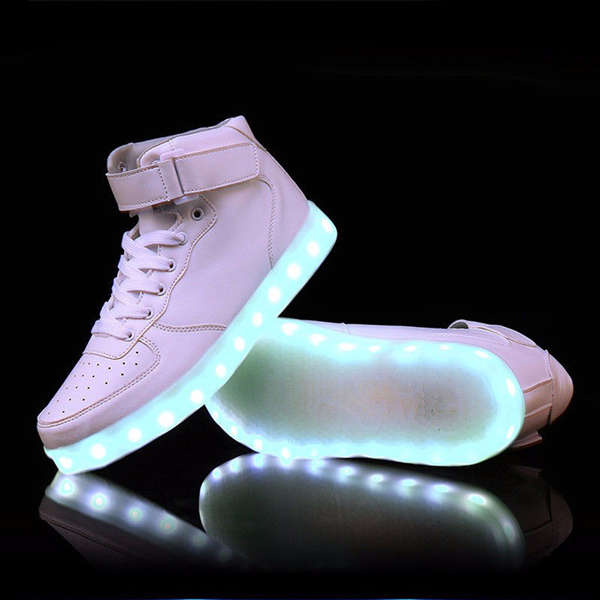 Unisex USB LED Light Lace Up Shoes High Top Luminous Sportswear Couple Sneakers