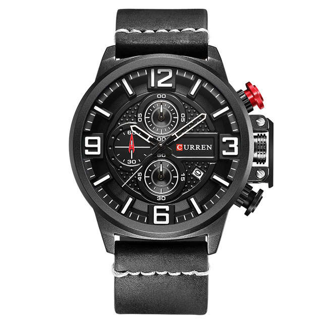CURREN 8278 Business Style Men Watch Chronograph Genuine Leather Band Quartz Wa
