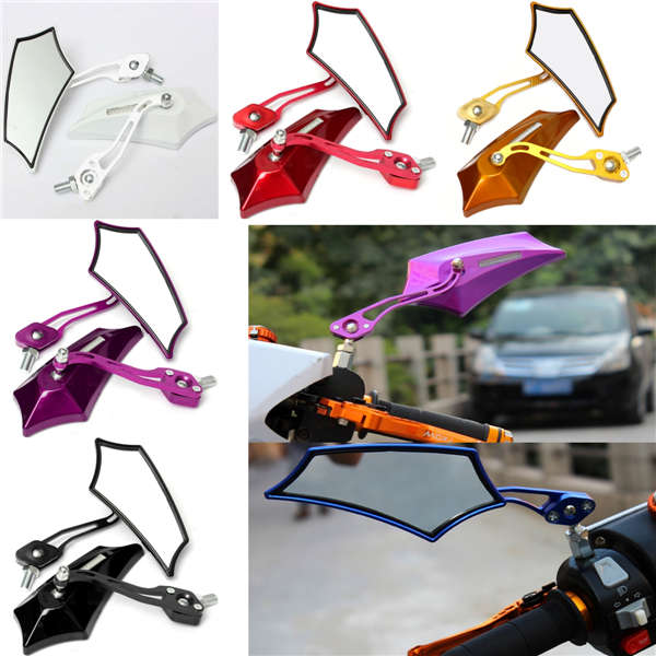 Universal Motorcycle 8mm 10mm Rear View Side Mirrors 5 Colors