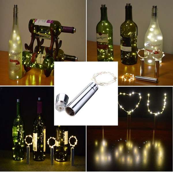 90CM 15LEDs Cork Shaped Silver Wire Starry String Light Wine Bottle Lamp For Pa