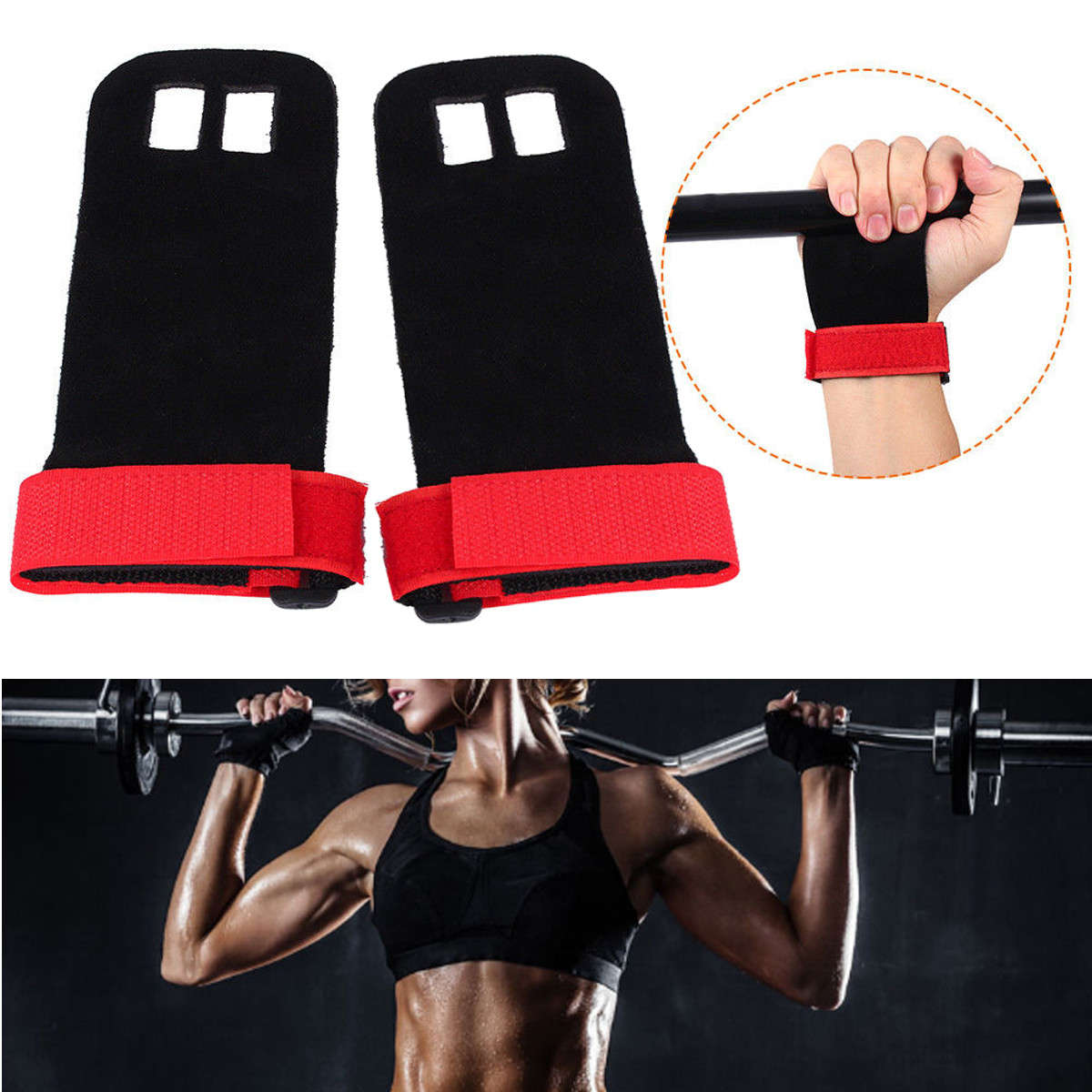 1Pair Crossfit Grips for Weight-lifting Gymnastics Leather Palm Protectors Hand