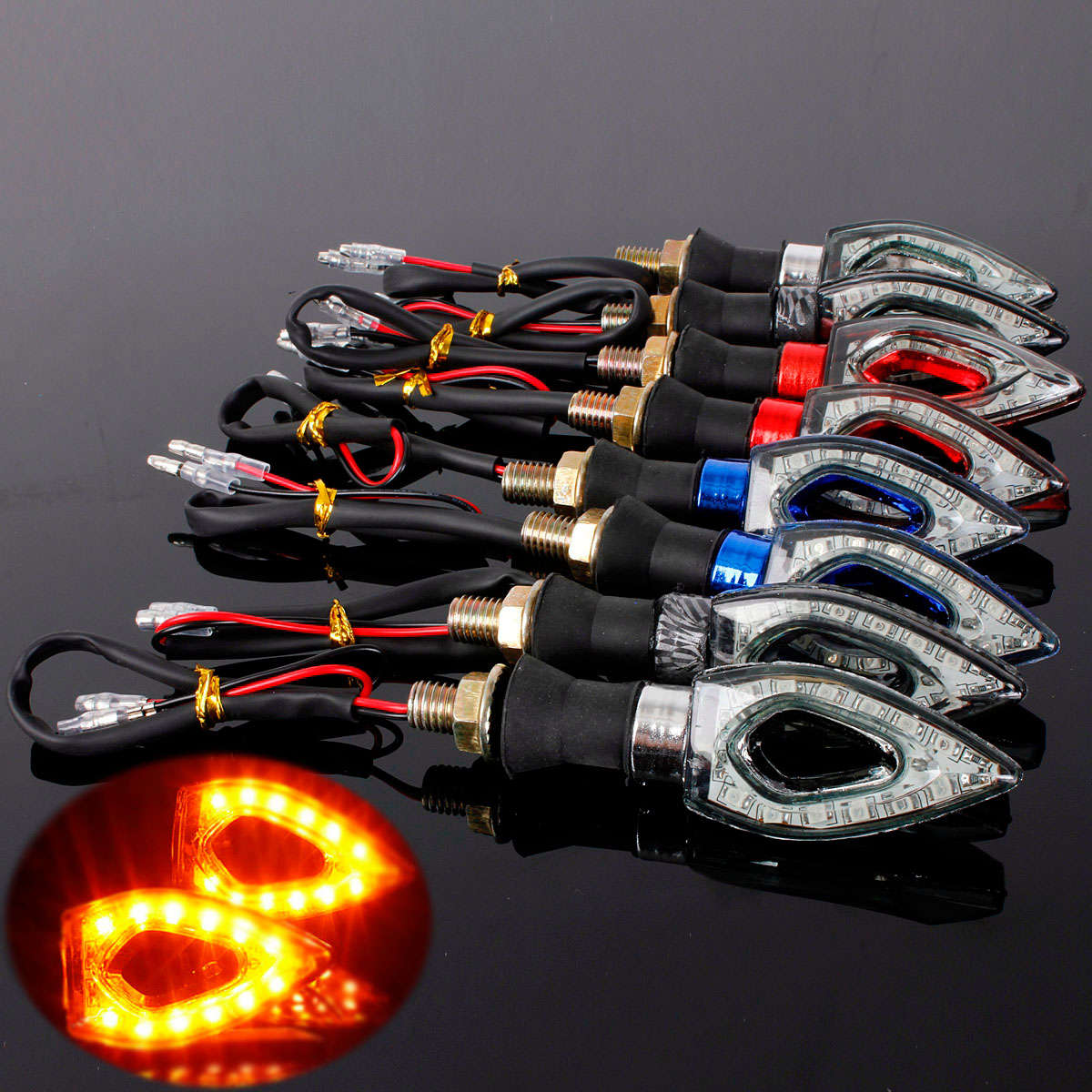 Motorcycle 12LED Turn Signal Indicator Blinker Light For Honda kawasaki