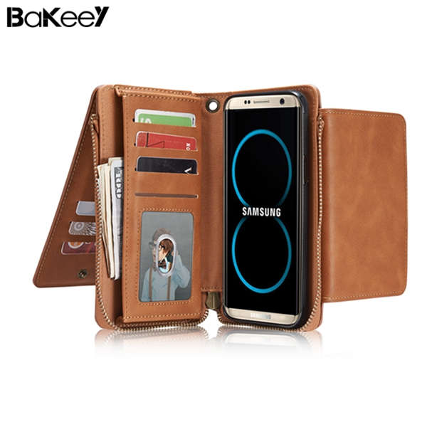 Bakeey¿ Retro Multi-slots Kickstand Detachable PU Leather Wallet Zipper Case fo