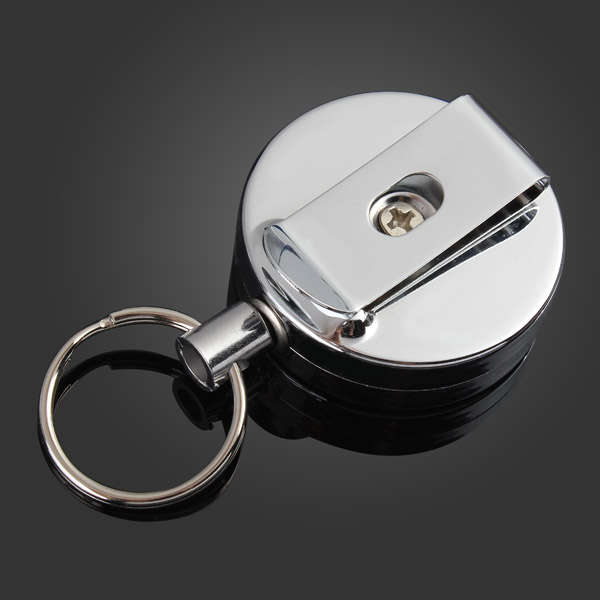 4cm Full Metal Tool Belt Money Retractable Key Ring Pull Chain Clip