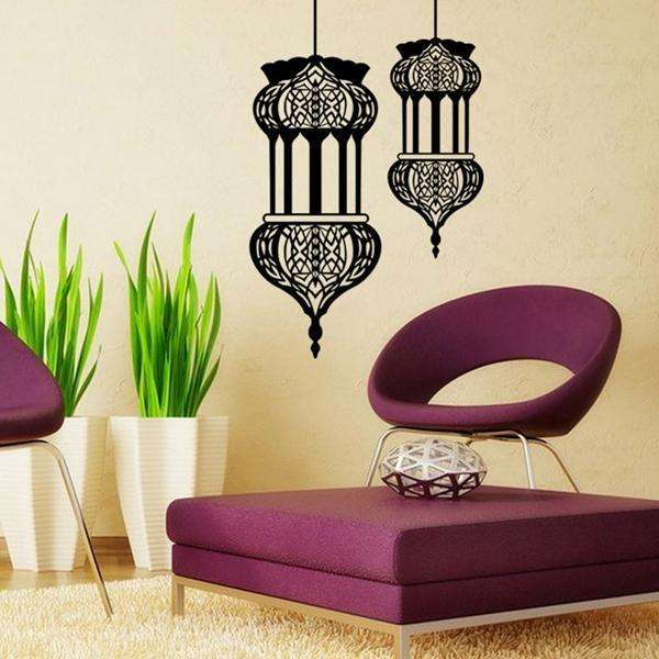 Halloween Islamic Lantern Wall Stickers Muslim Pattern  Art Wall Decals Home Mu