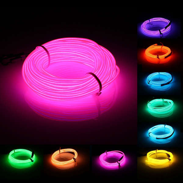 10M EL Led Flexible Soft Tube Wire Neon Glow Car Rope Strip Light Xmas Decor DC