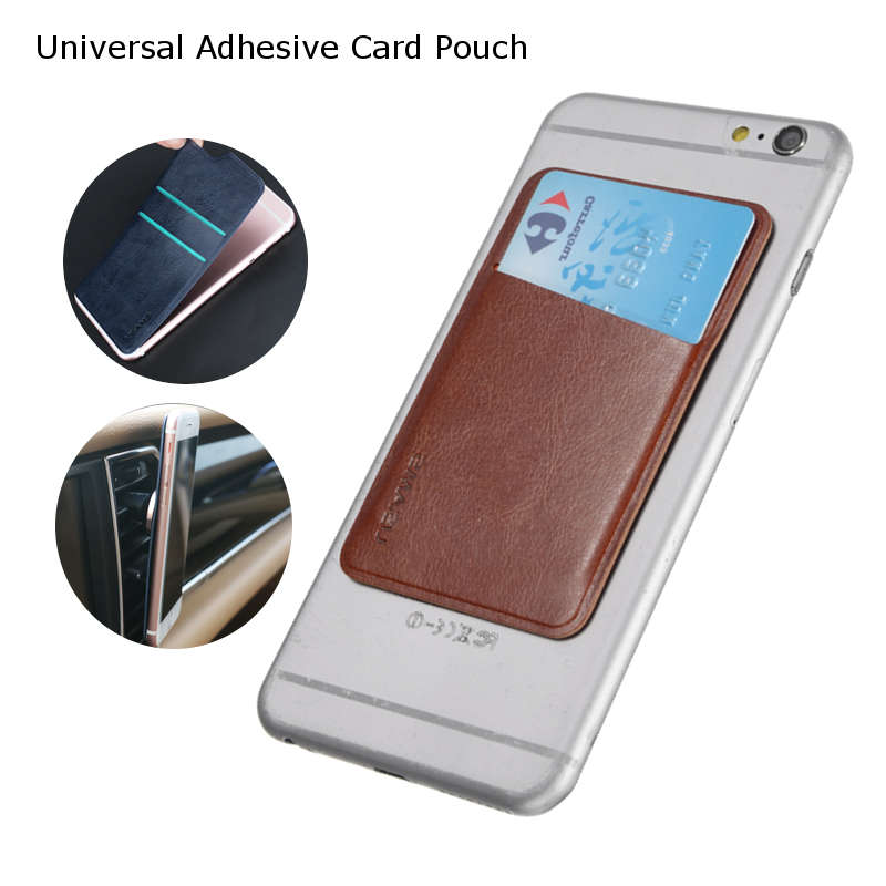 USAMS Universal Adhesive Card Pouch PU Leather Card Slot Sticker Card Holder Fo