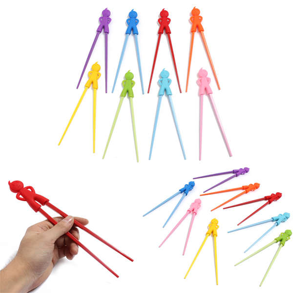 1 Pair Chopsticks Baby Feed Colorful Children Cartoon Training Helper Learning
