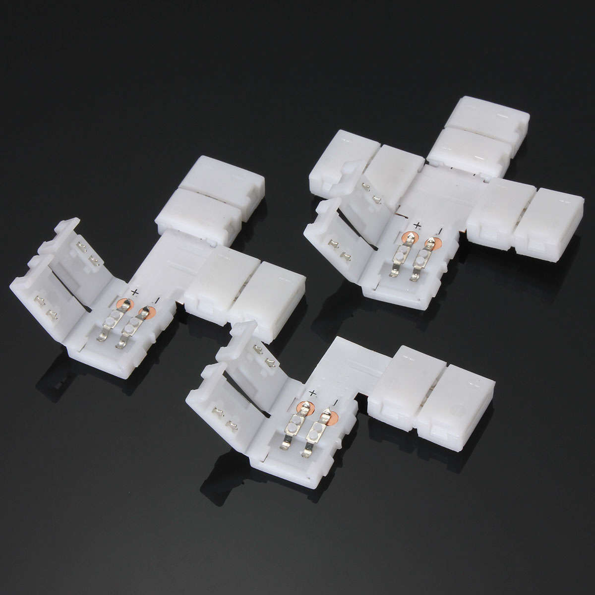 10mm +/T/L Shape 2 Pin 5050 PCB LED Strip Corner Connector for Single Color Lig