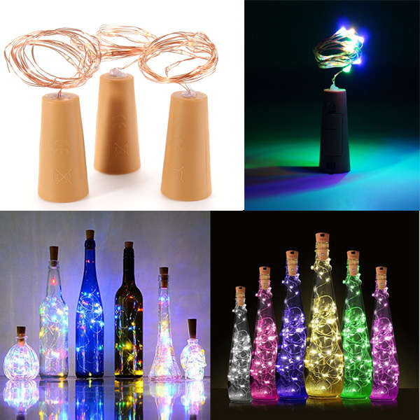 200CM Battery Powered Cork Copper Wire LED Wine Bottle HoliDay Light Lamp for X