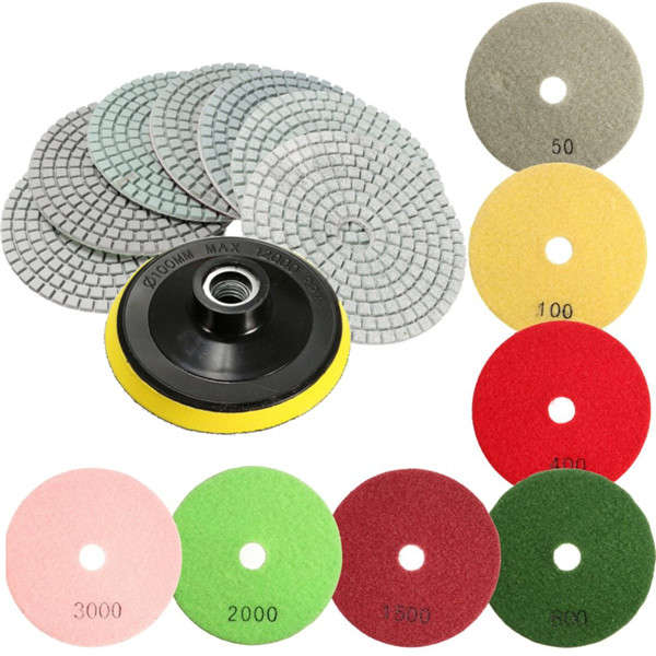 8pcs  4 Inch 50 to 3000 Grit Diamond Polishing Pads for Granite Stone Concrete