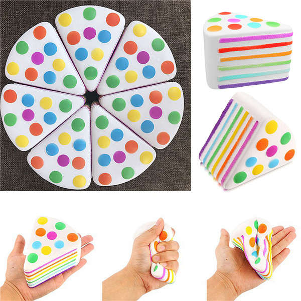 Squishy Cake Colorful Squeeze Slow Rising Squishy Stress Toy Super Soft with Or