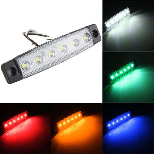 12V 6LED Truck Bus Trailer Side Marker Indicator Light Lamp