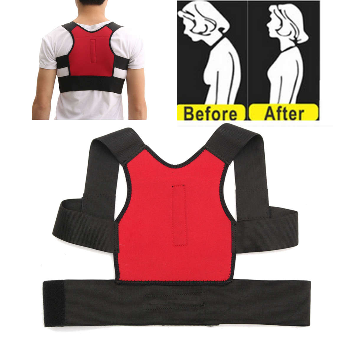 Unisex Back Support Posture Corrector Lumbar Correction Shoulder Brace Belt