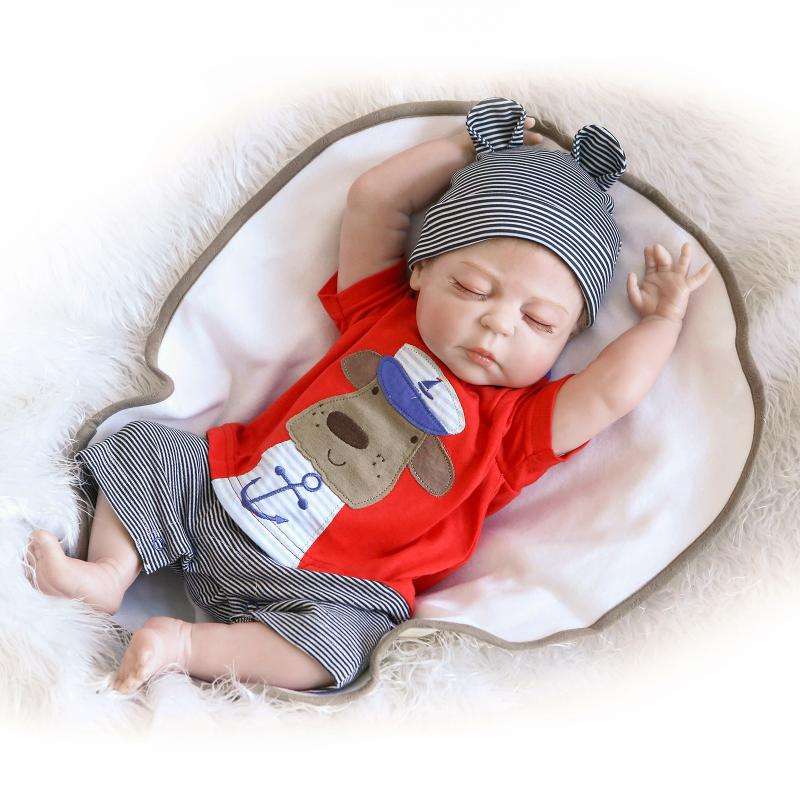 NPK 22inch Reborn Baby Doll Handmade Lifelike Boy Doll Silicone Play House Toy