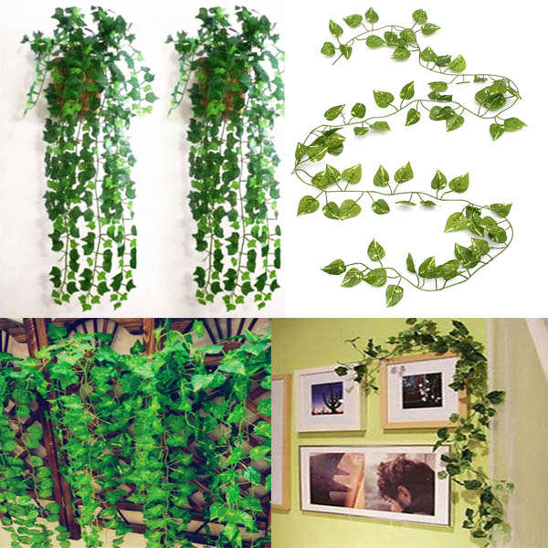 2.3m Artificial Ivy Grape Plastic Fake Green Leaves Garland Home Garden Decorat