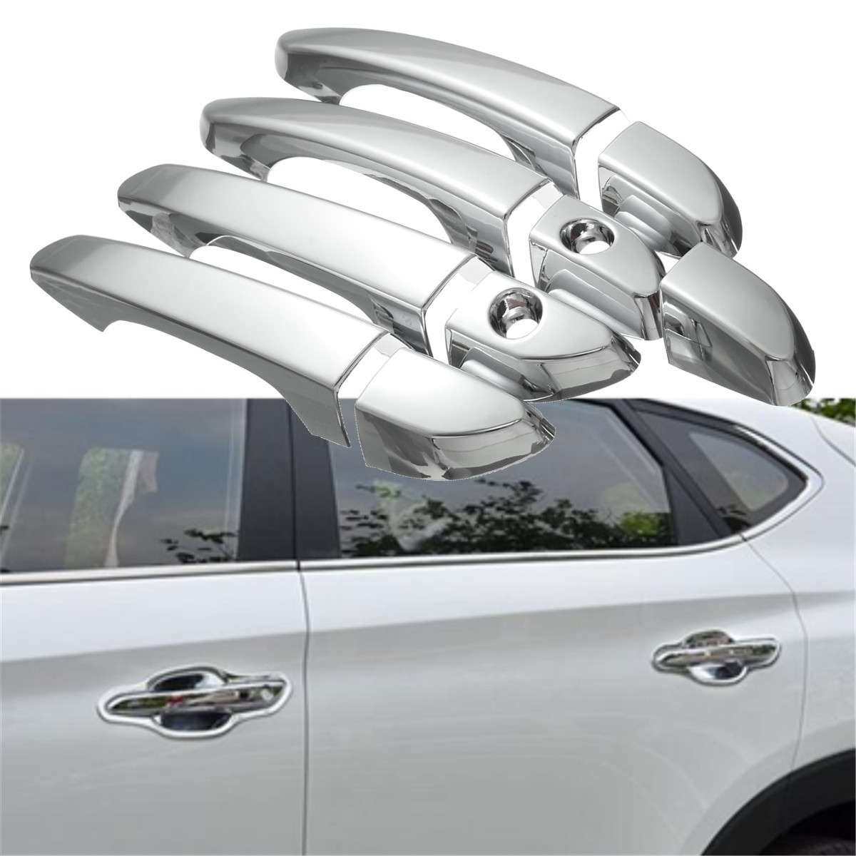 Chrome Door Catch Handle Cover Molding Garnish Trim For HYUNDAI 2016-2017 Tucson