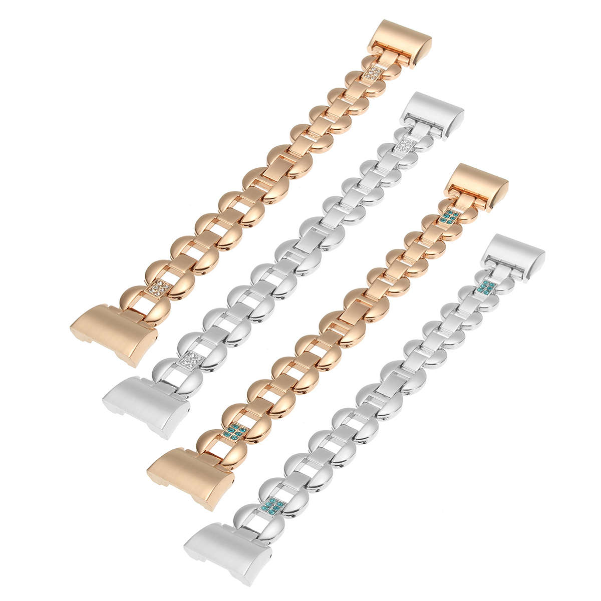 180mm Womens Stainless Steel Crystal Bracelet Band Loop Strap For Fitbit Charge