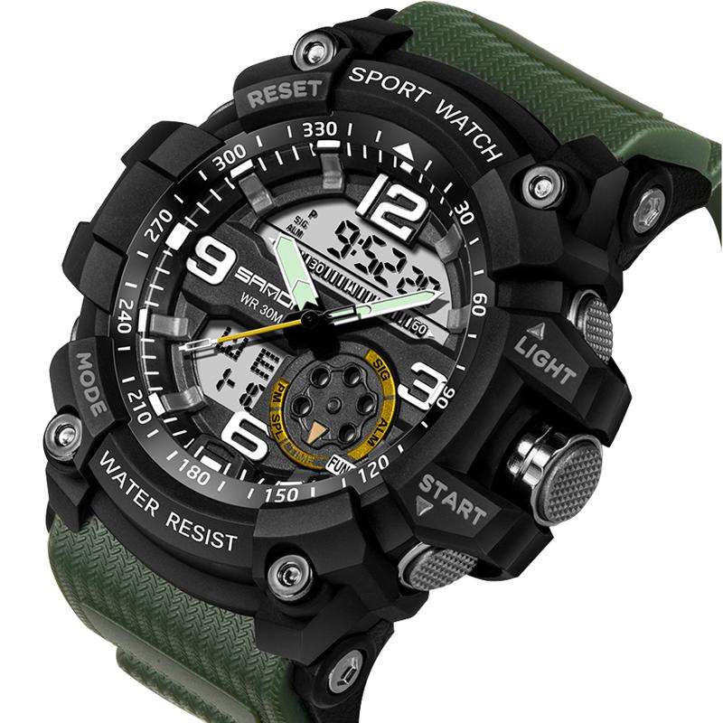 SANDA 759 Fashion Men Dual Display Watch Multifunction Swimming Diving Sport Wa