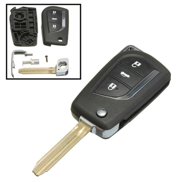 Remote Car Key Fob Cover 3 Button Flip For Toyota Yaris Echo Tarago Camry Rav4