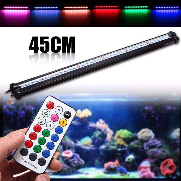 45CM RGB SMD5050 Rigid LED Strip Light Air Bubble Aquarium Fish Tank Lamp + Rem