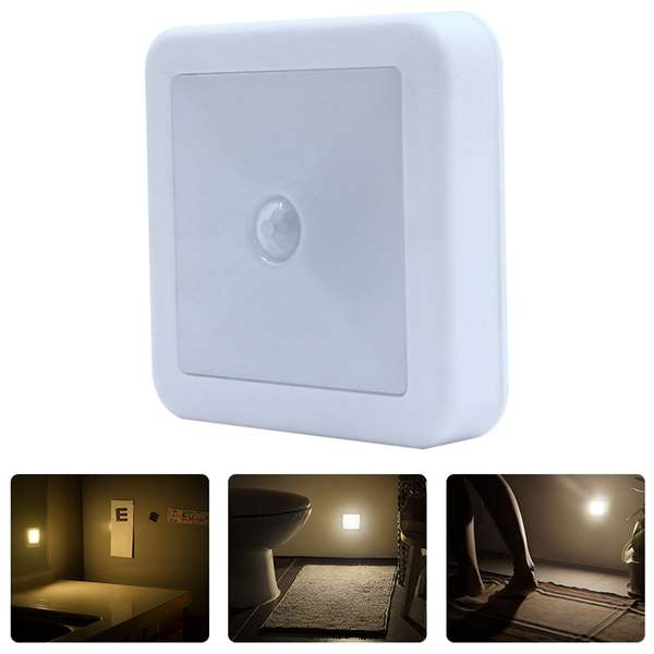Battery Operated PIR Motion Sensor LED Cabinet Light Wall Night Lamp for Hallwa