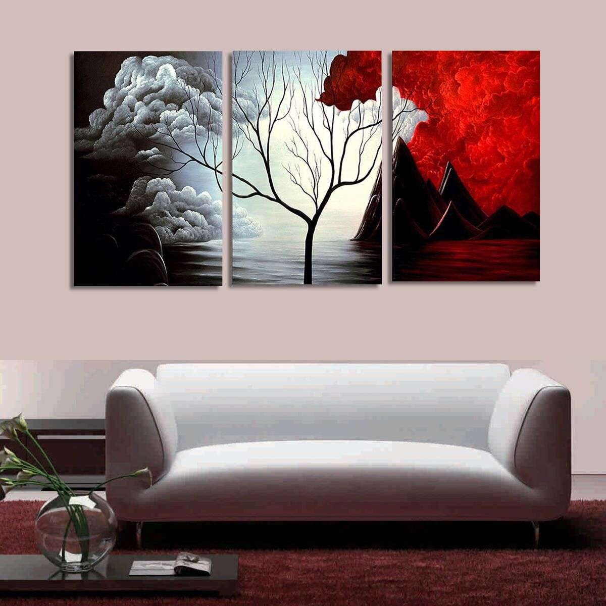 3 PCS Tree Modern Abstract Landscape Canvas Painting Print Picture Home Art No