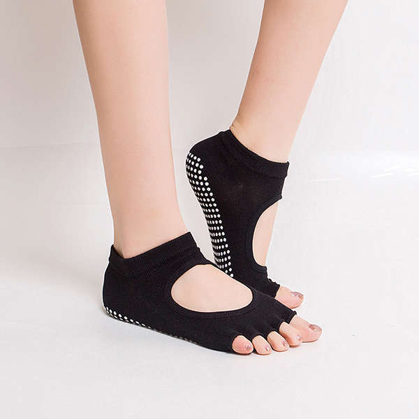 Women Half Five Fingers Cotton Half Toe Yoga Socks Anti-Slip Peep Toe Non-Slip